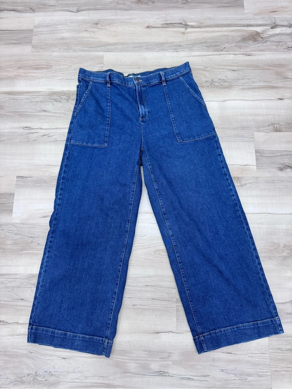 Lands End Mariner Wide-Leg Jeans back seam  Sz 18 so comfortable added stretch